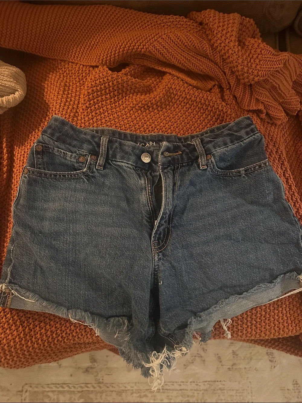 American Eagle Outfitters Distressed Blue Denim Cutoff Shorts